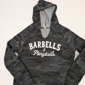 Barbells And Ponytails Camo Tunic Hoodie Sweatshirt NEW
